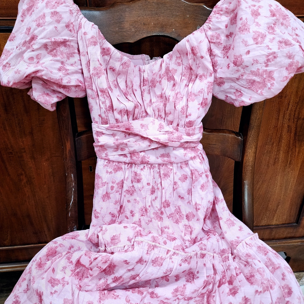 Floral Pink Puff Sleeve Dress